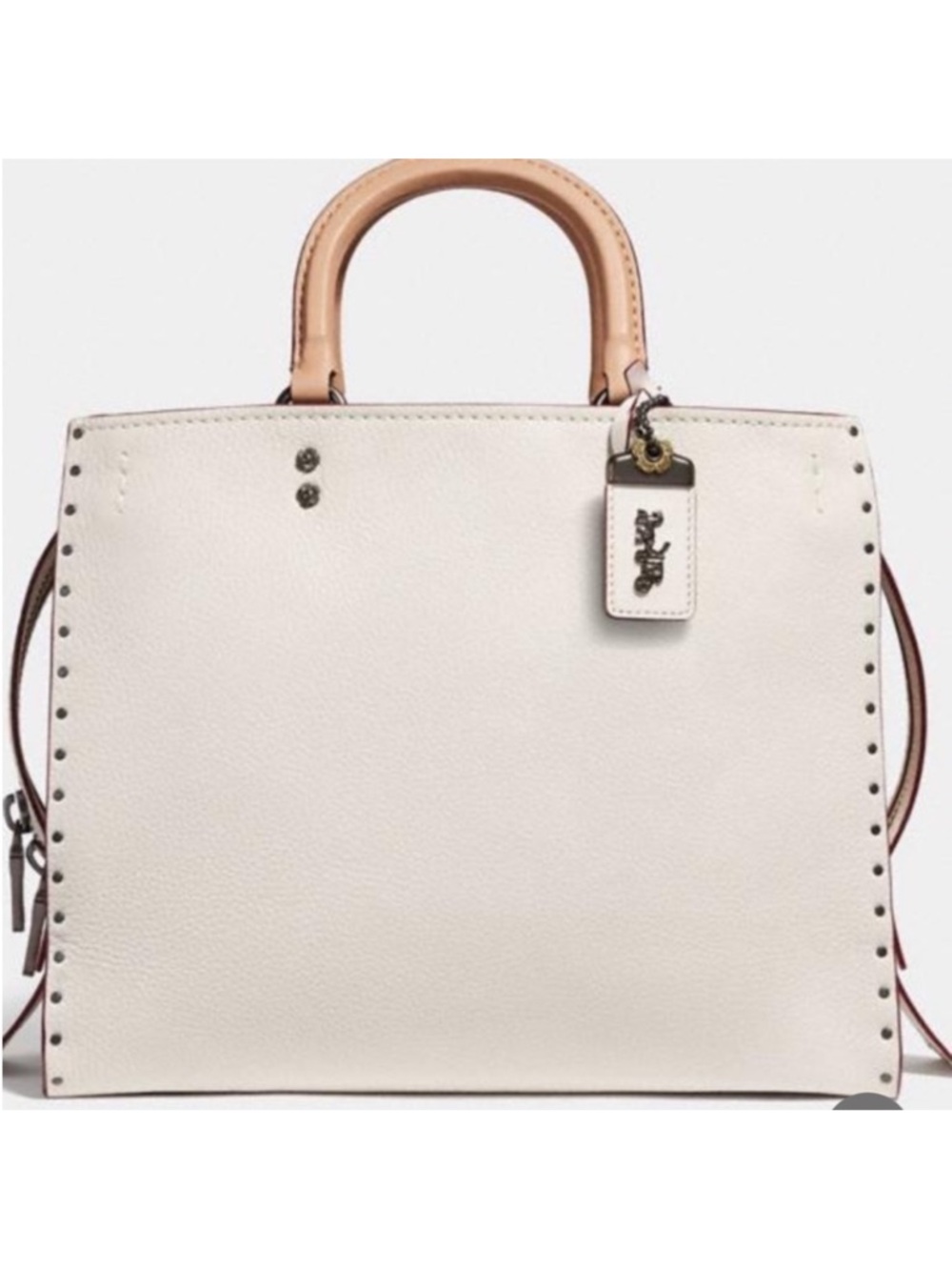 Coach Rogue with rivets glove tanned pebbled leather in chalk